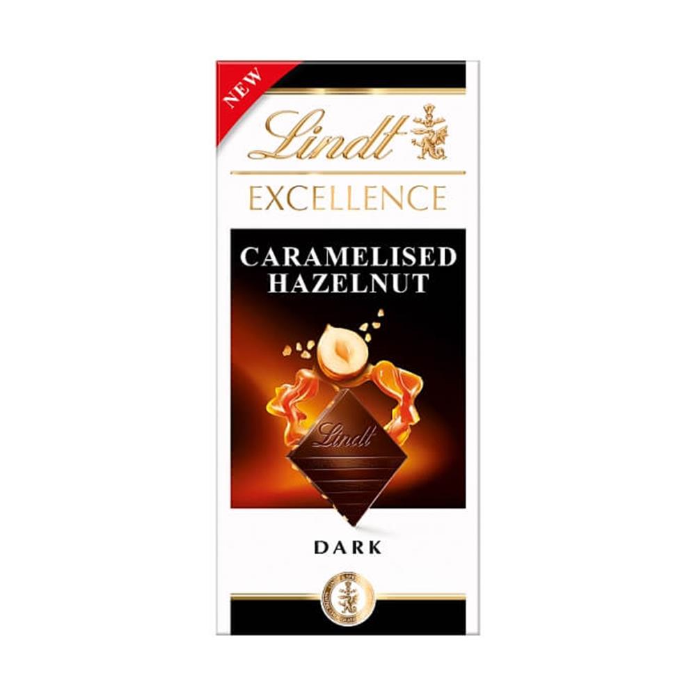 Lindt Excellence Dark Chocolate Caramelised Hazelnut Bar 100g